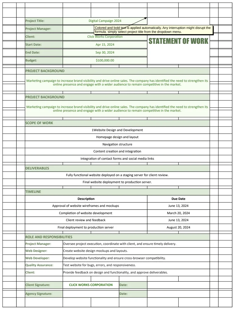 Statement of Work (SOW) Template with Project Details preview