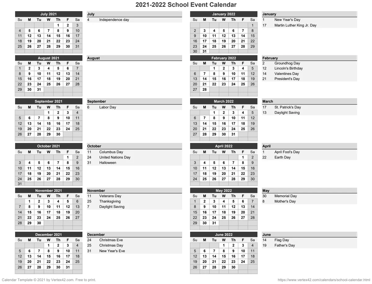 School Event Calendar preview