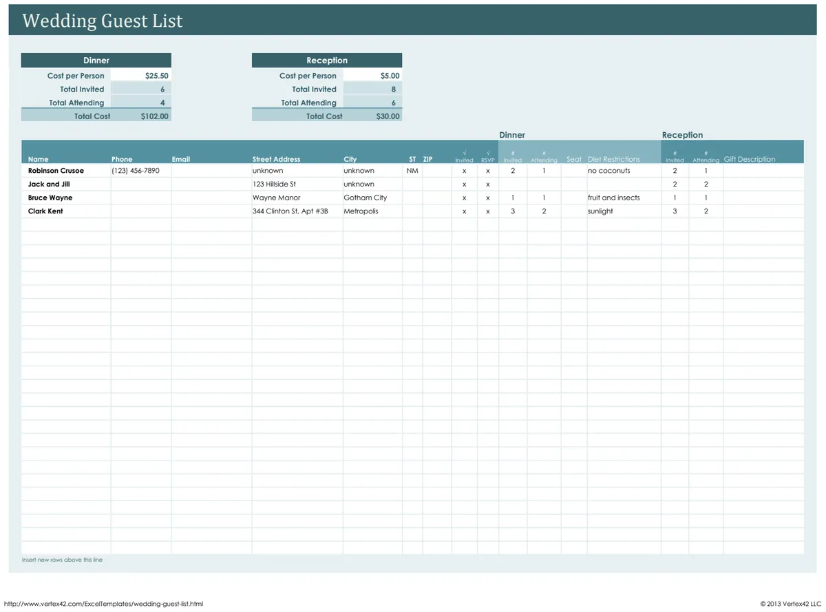 Wedding Guest List & Budget Tracker preview