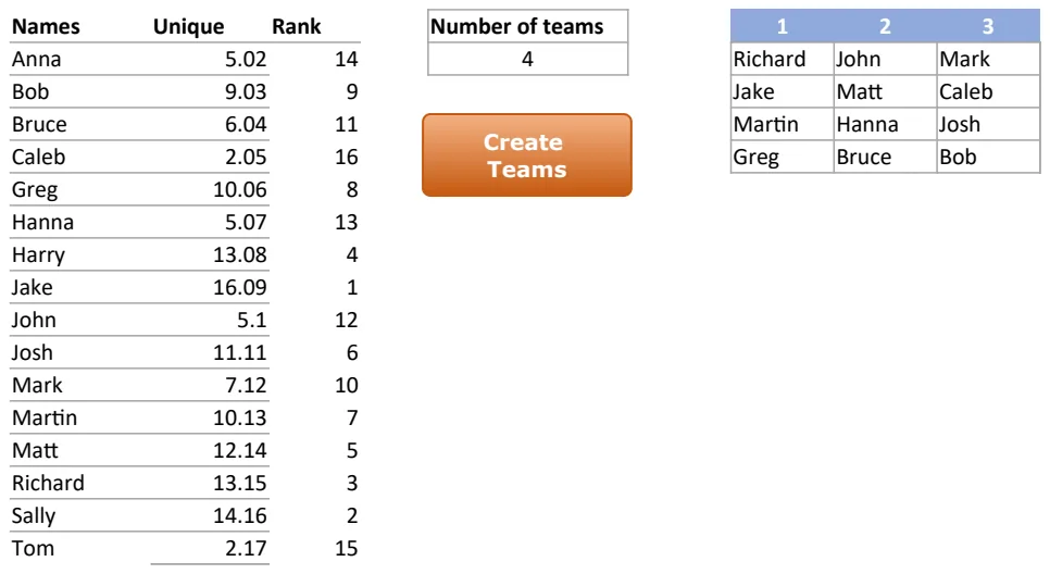 Random Team Generator Template preview