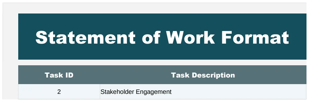 Statement of Work Format Template preview