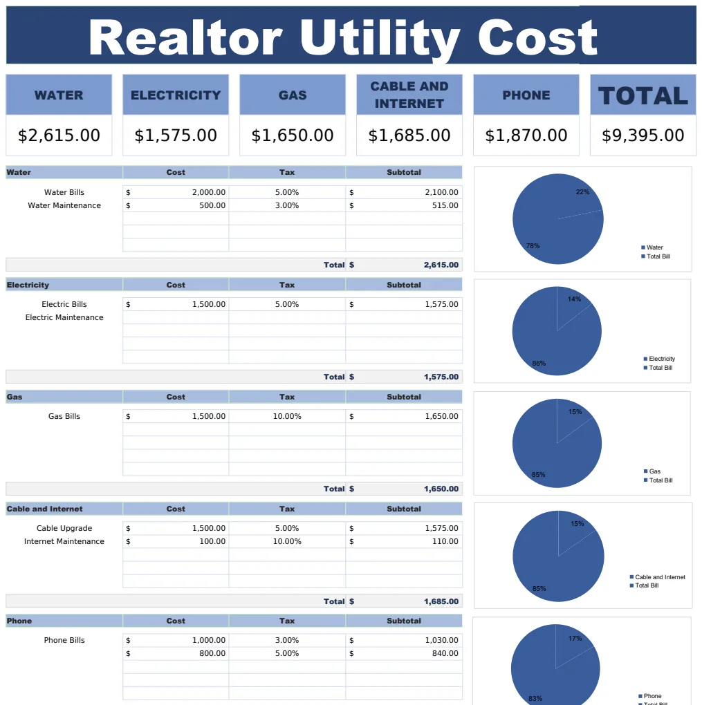 Realtor Utility Cost Template preview