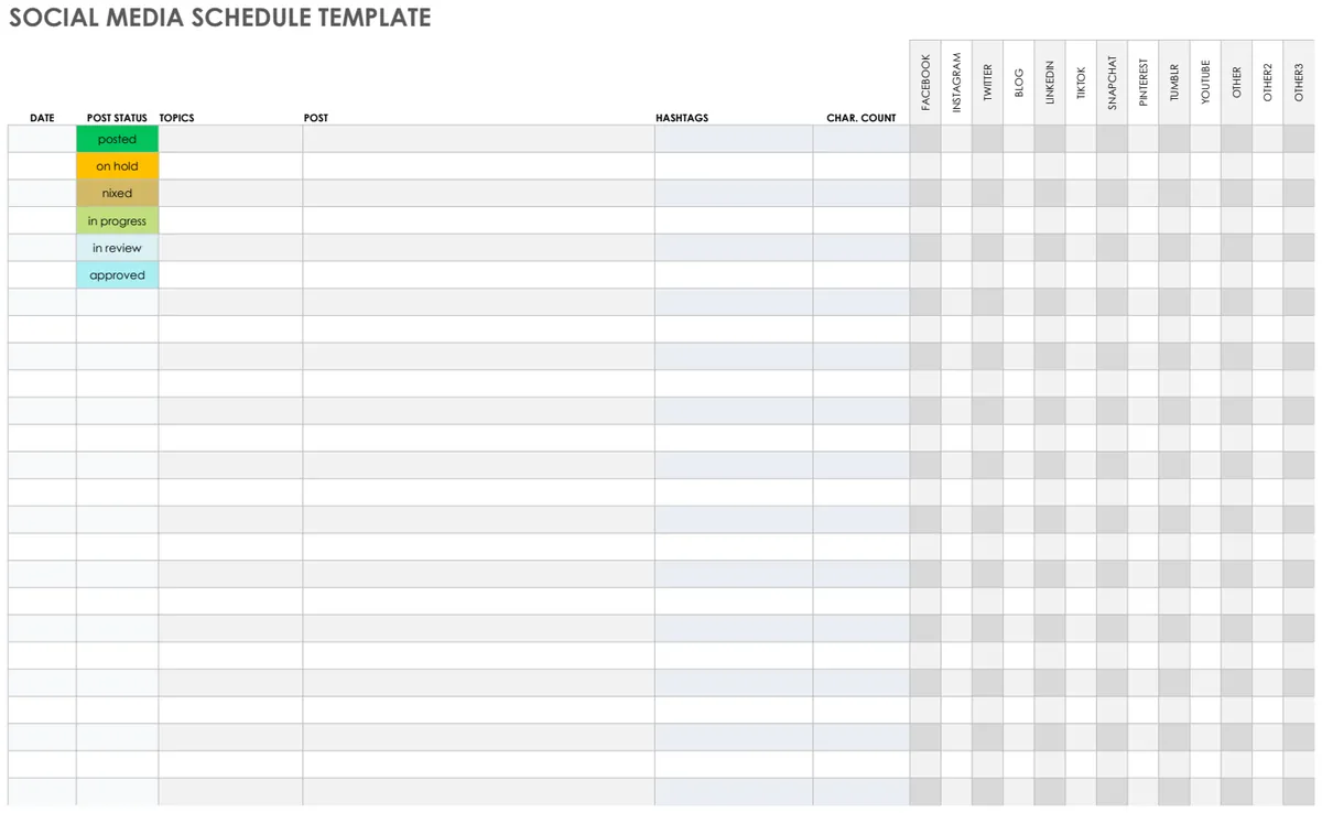 Social Media Schedule preview
