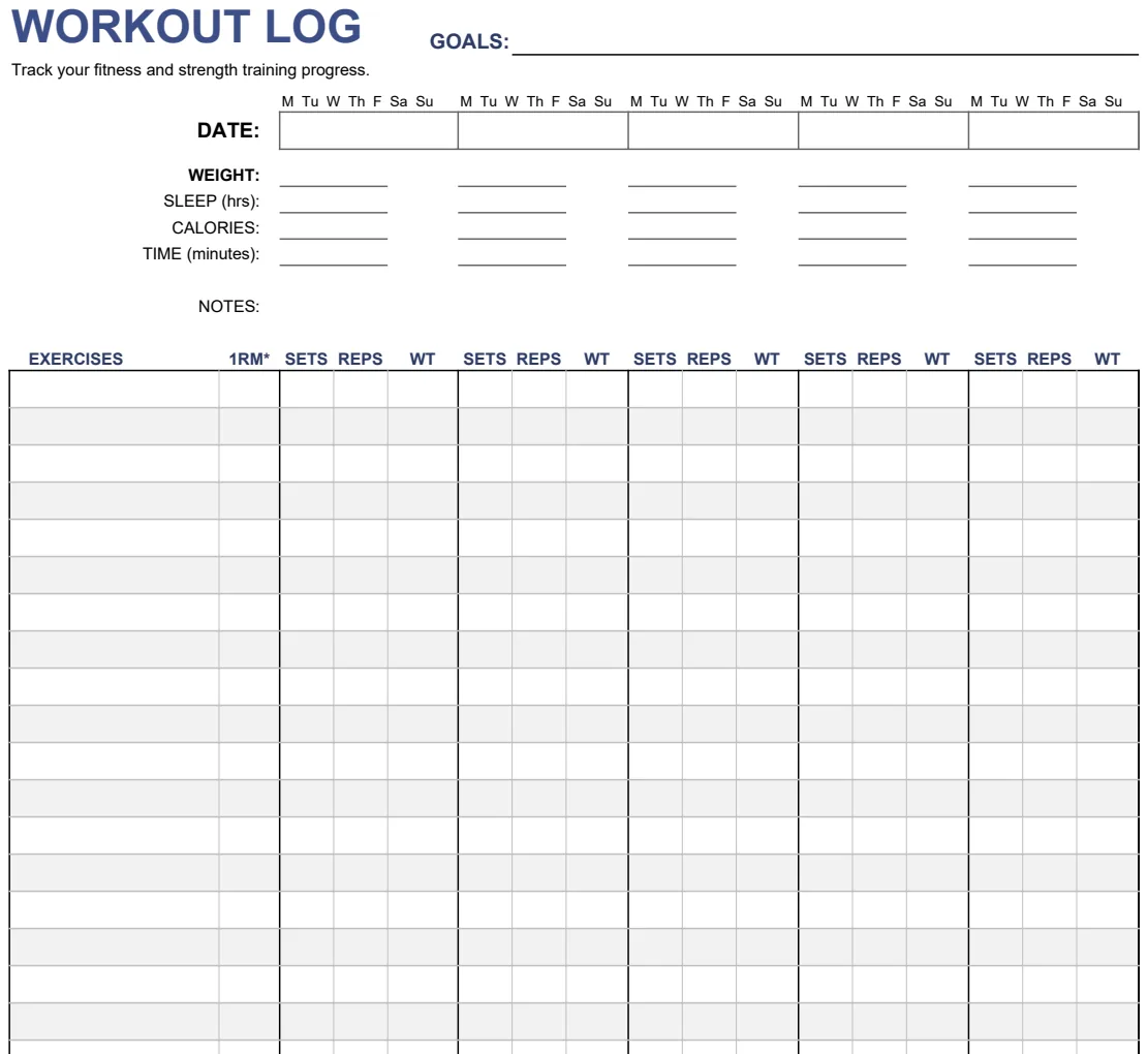 Workout Log preview