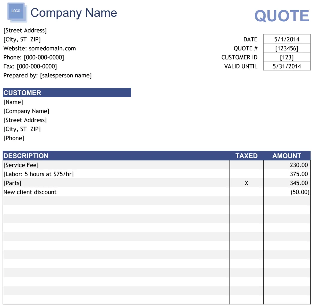 Quote Template preview