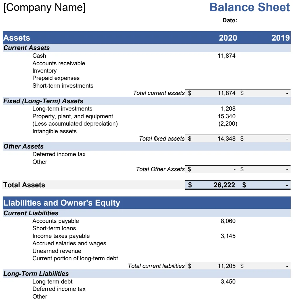 Balance Sheet Template preview