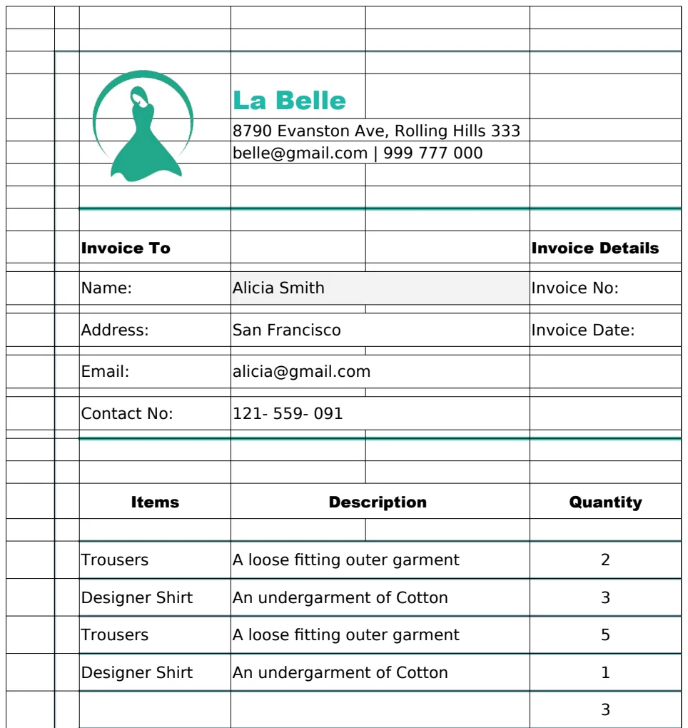 Boutique Invoice Template preview