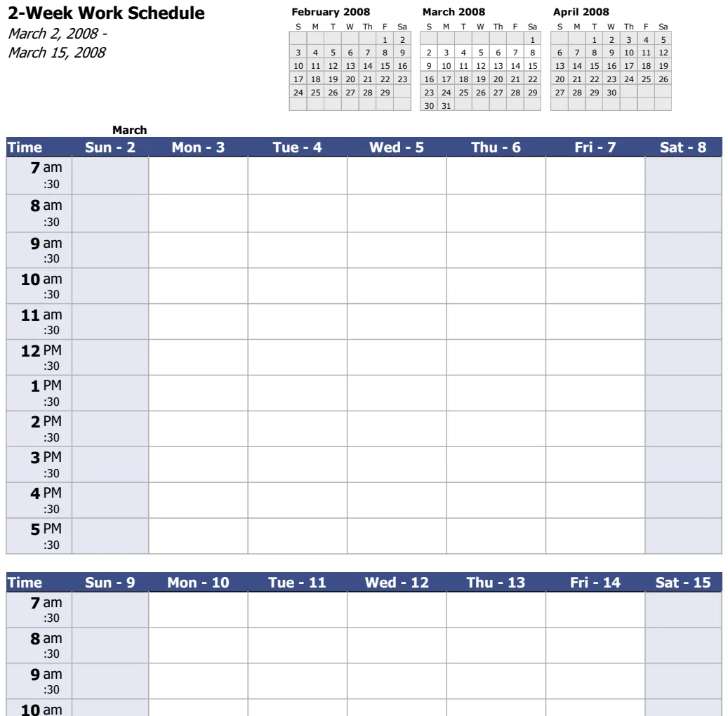 Work Schedule Template preview