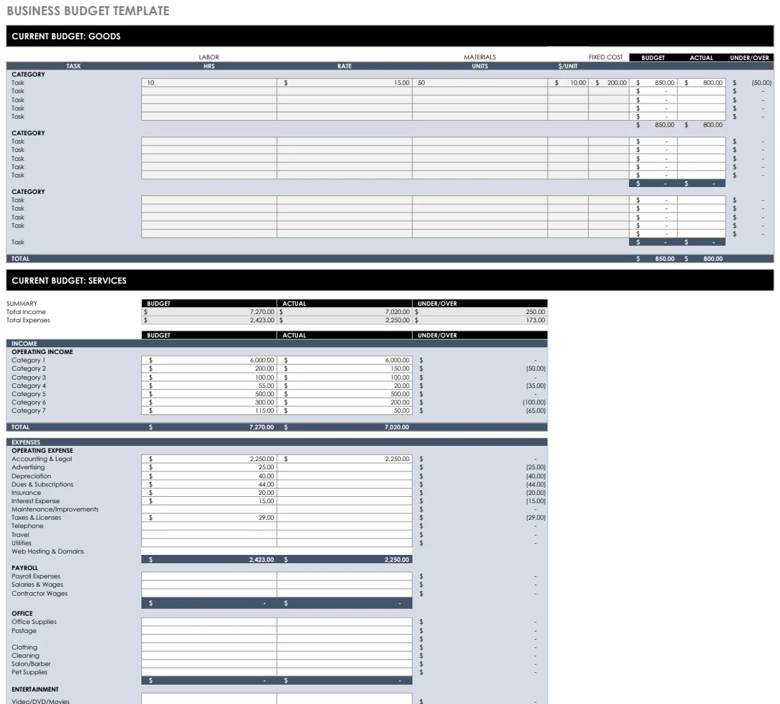 Business Budget Template preview