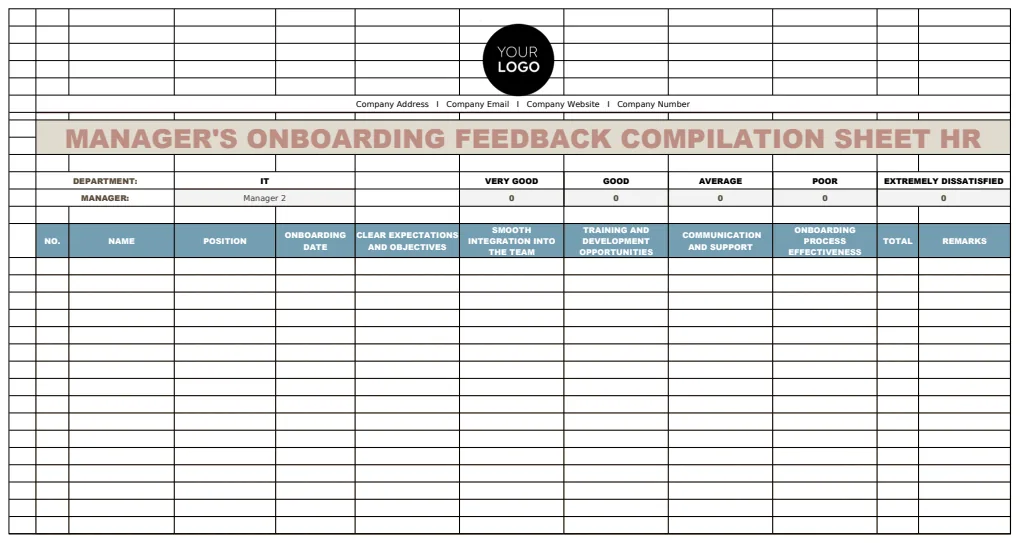 Manager's Onboarding Feedback Compilation Sheet preview