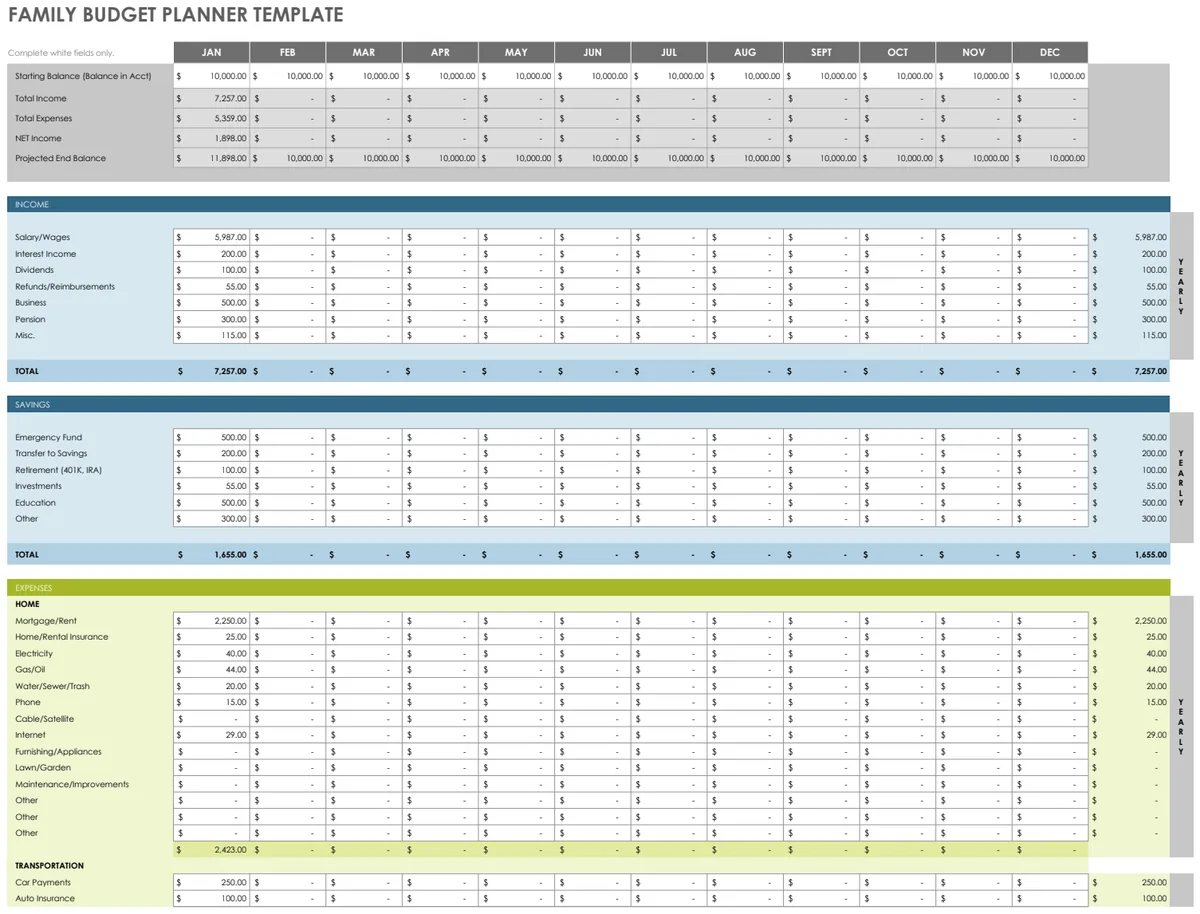 Family Budget Planner Template preview