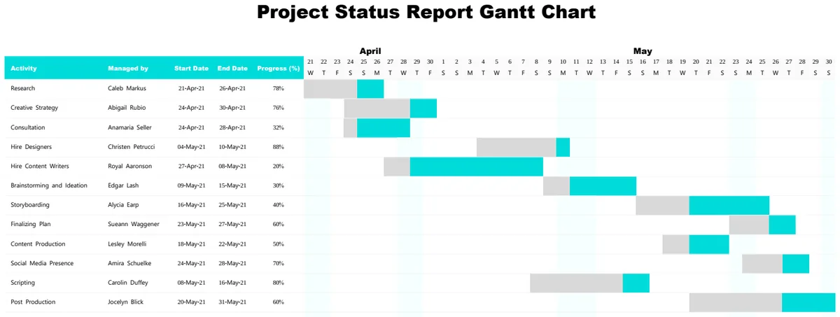 Project Status Report Gantt Chart preview