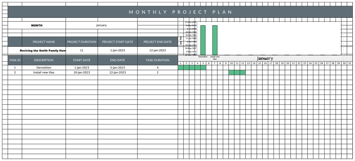 Monthly Project Plan Template preview