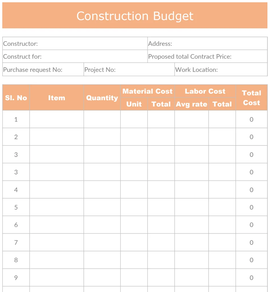 Construction Budget preview