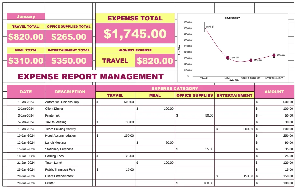 Expense Report Management Template preview