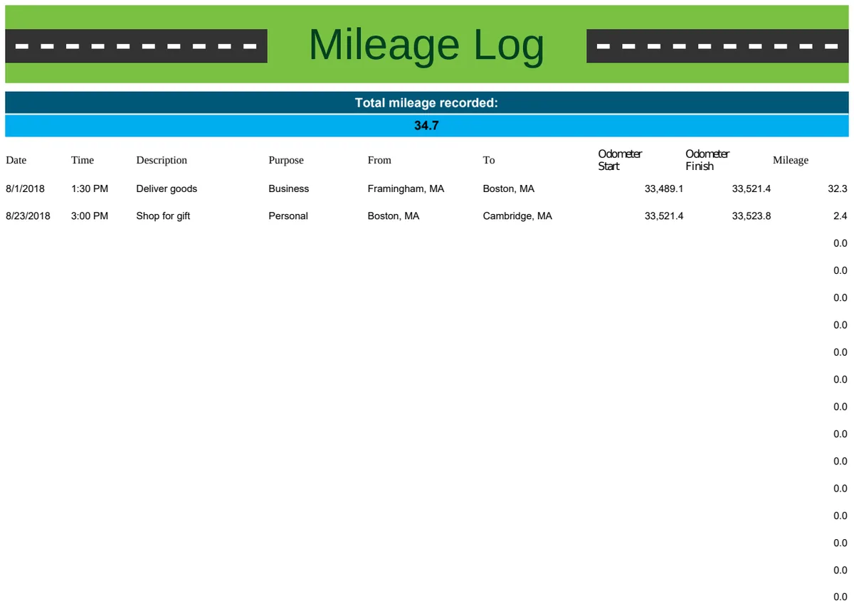 Personal Mileage Tracker preview