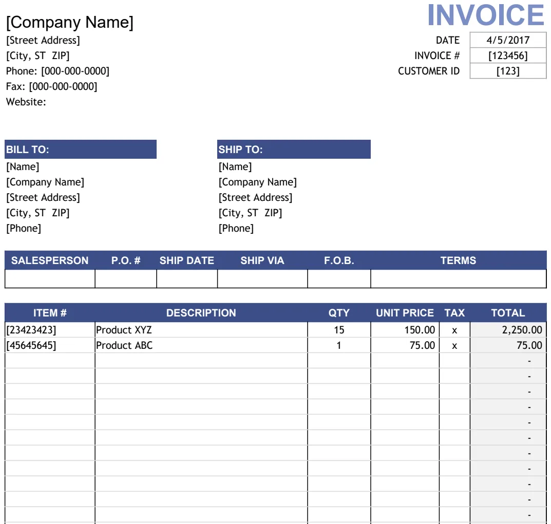Sales Invoices with Price List preview