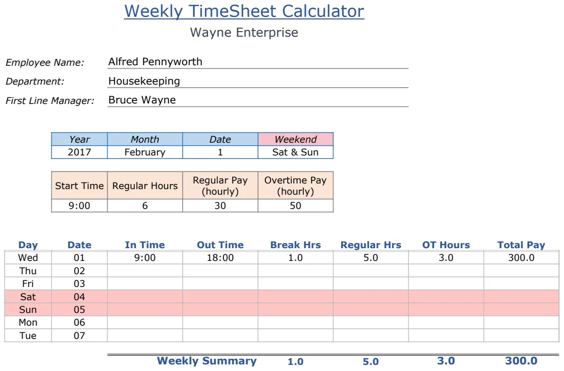 TimeSheet Calculator - Weekly, Bi-Weekly & Monthly preview