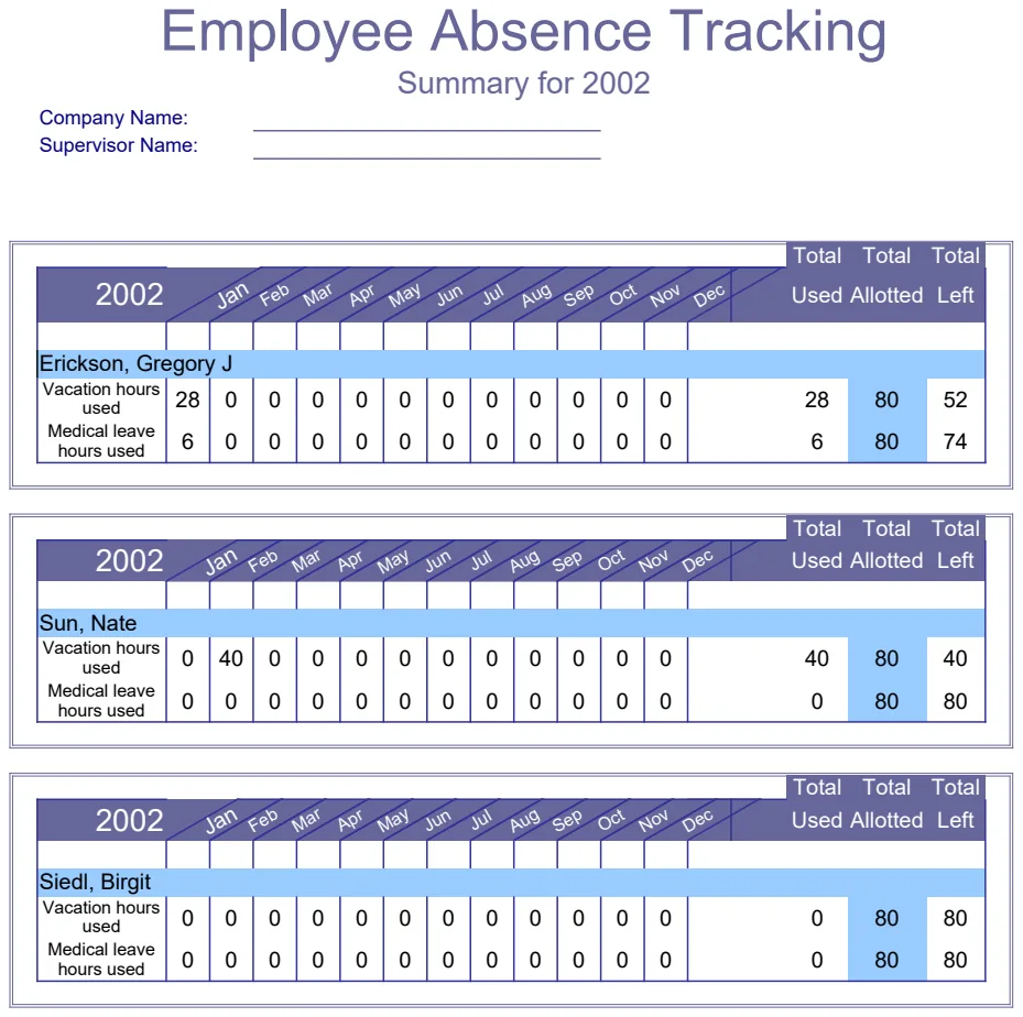 Employee Absence Tracking preview