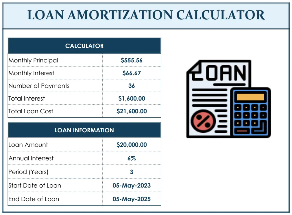 Loan Amortization Calculator Template preview