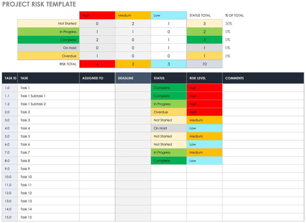 Project Risk Template preview