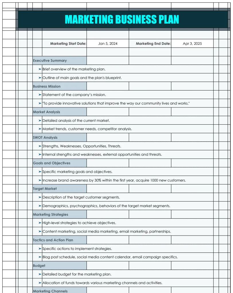 Marketing Business Plan Template preview