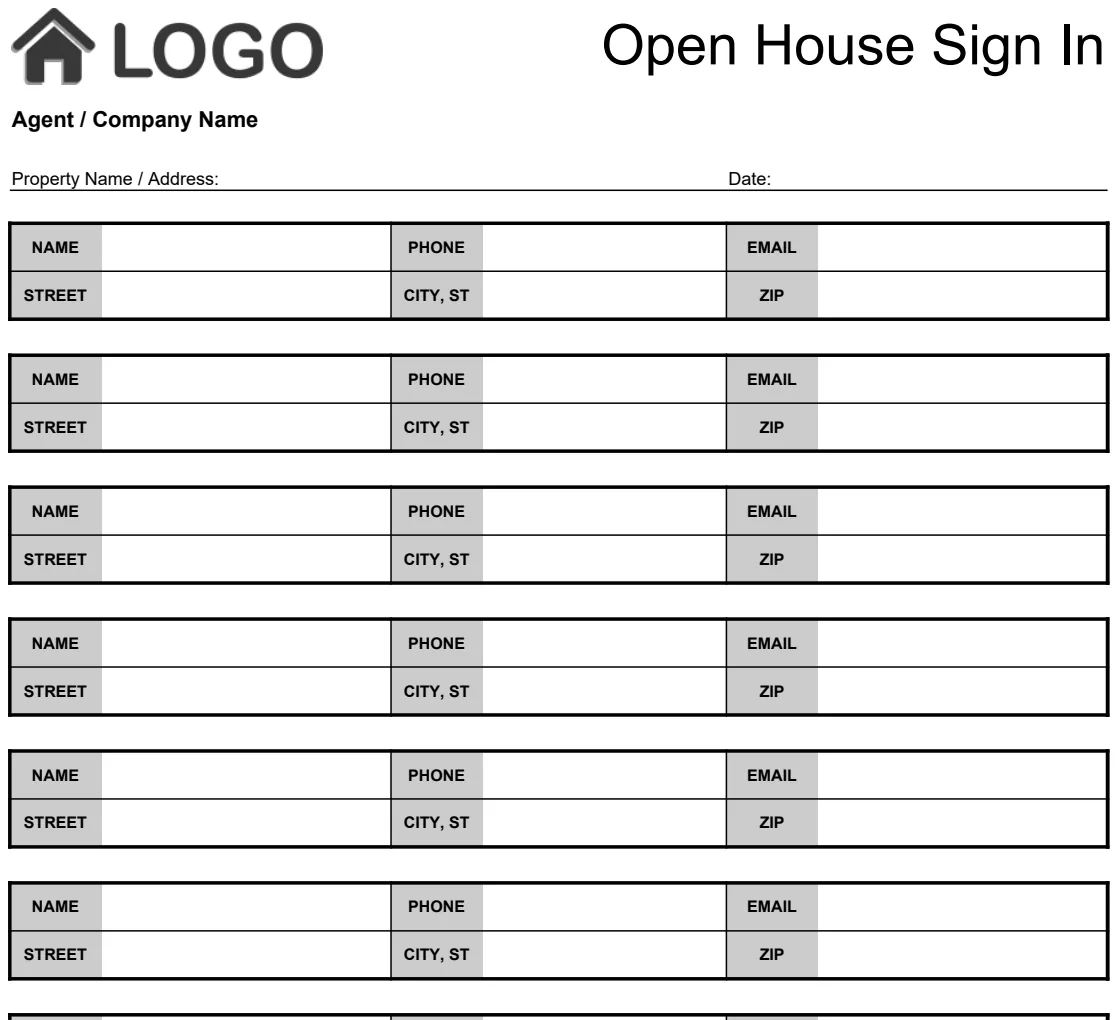 Open House Sign In Sheet preview