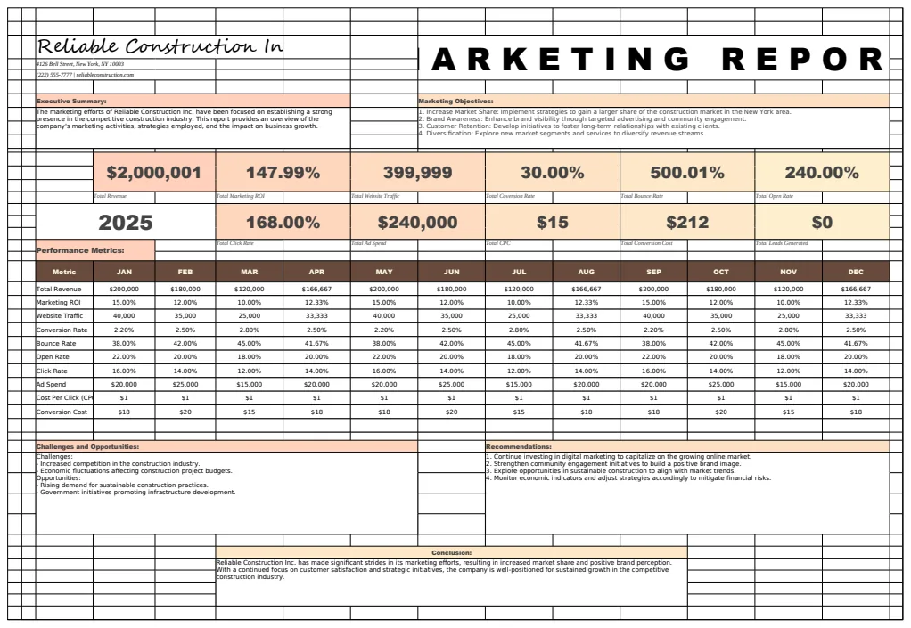 Marketing Report Template preview