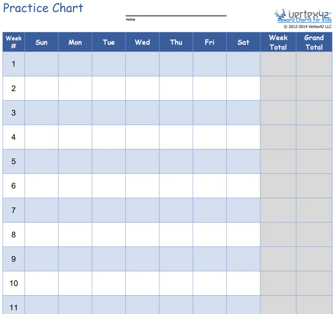 Practice Chart Weekly Planner preview