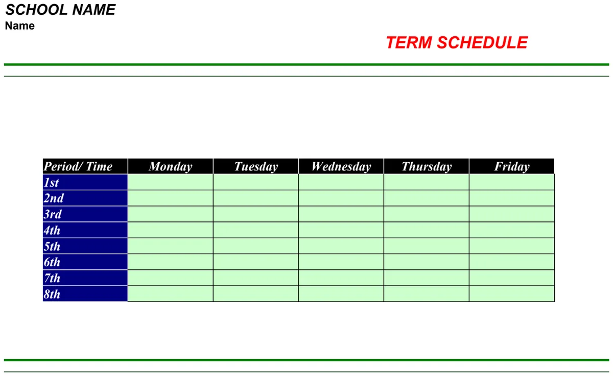 School Term Schedule preview