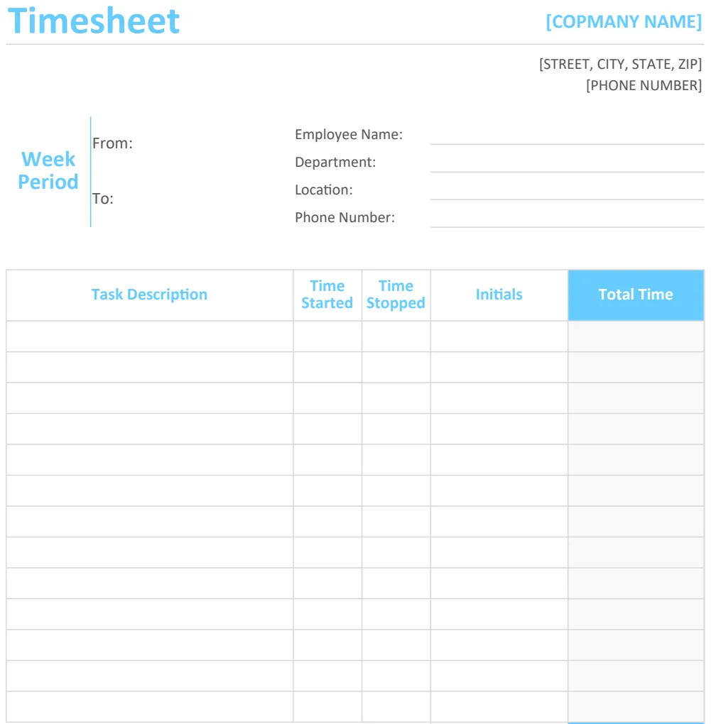 Company Timesheet Template preview