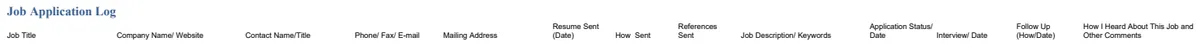 Job Application Log preview