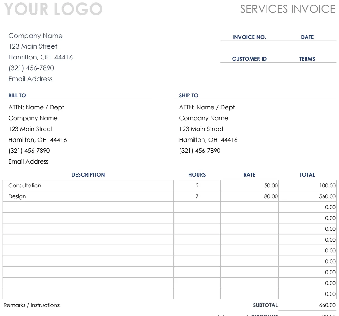 IC Services Invoice Template preview