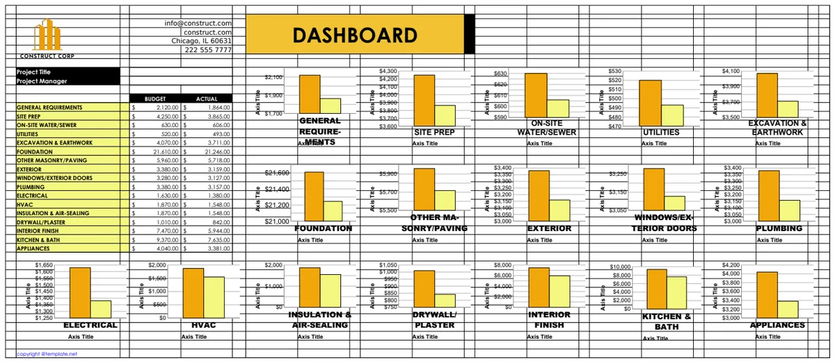 Construction Project Budget Sheet Template preview