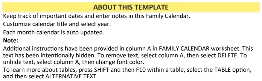 Family Calendar (Any Year, Sun-Sat) preview