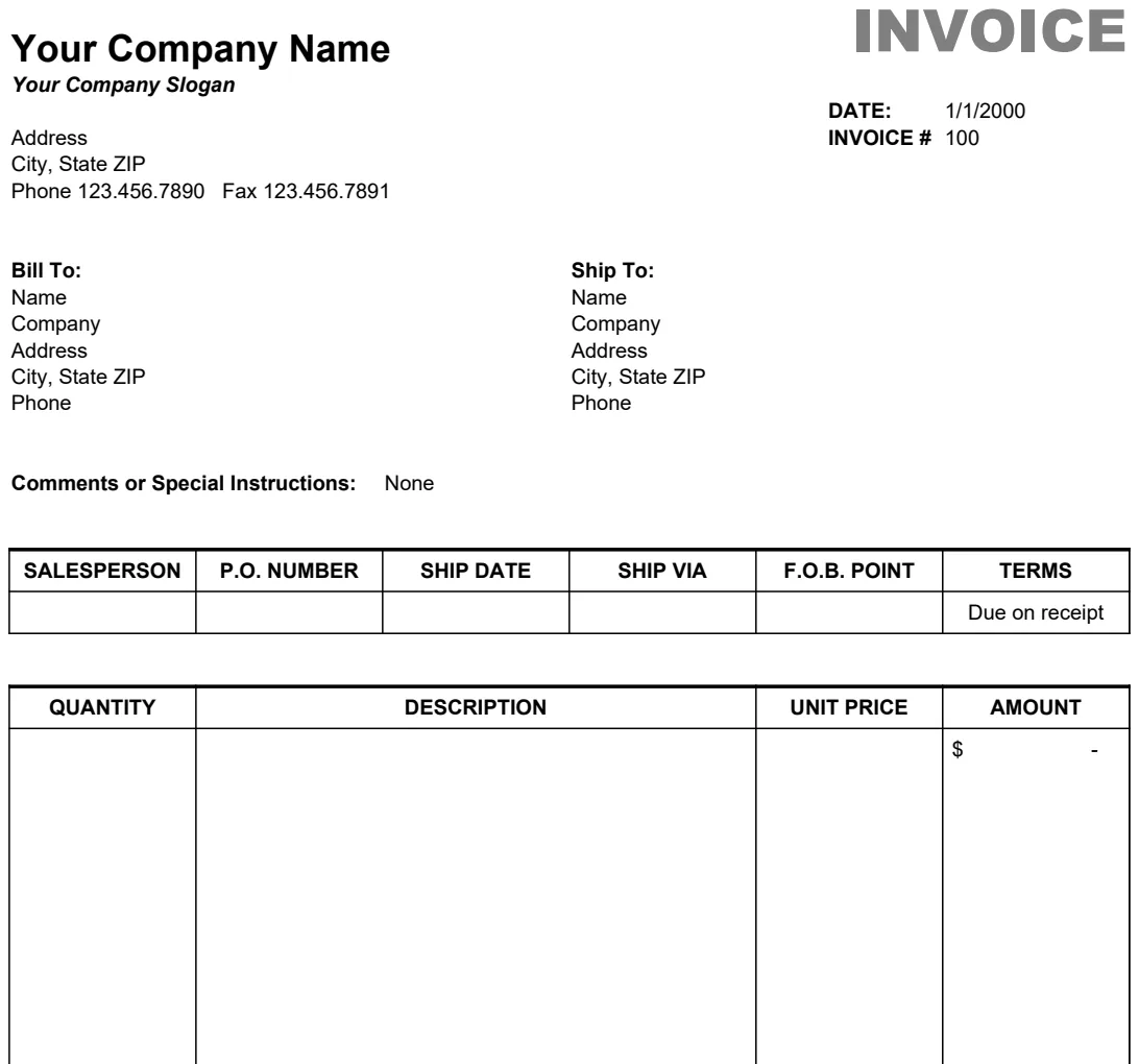Sales Invoice Template preview