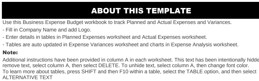 Business Expenses Budget preview