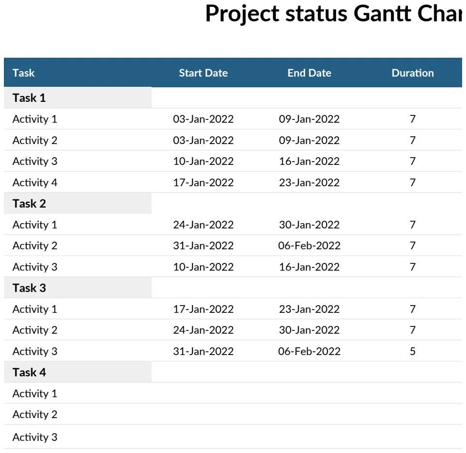 Project Status Gantt Chart preview