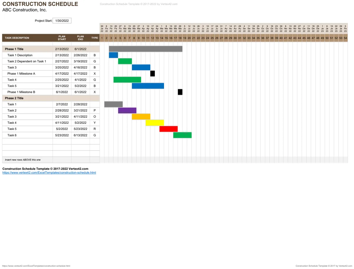 Construction Schedule Weekly preview