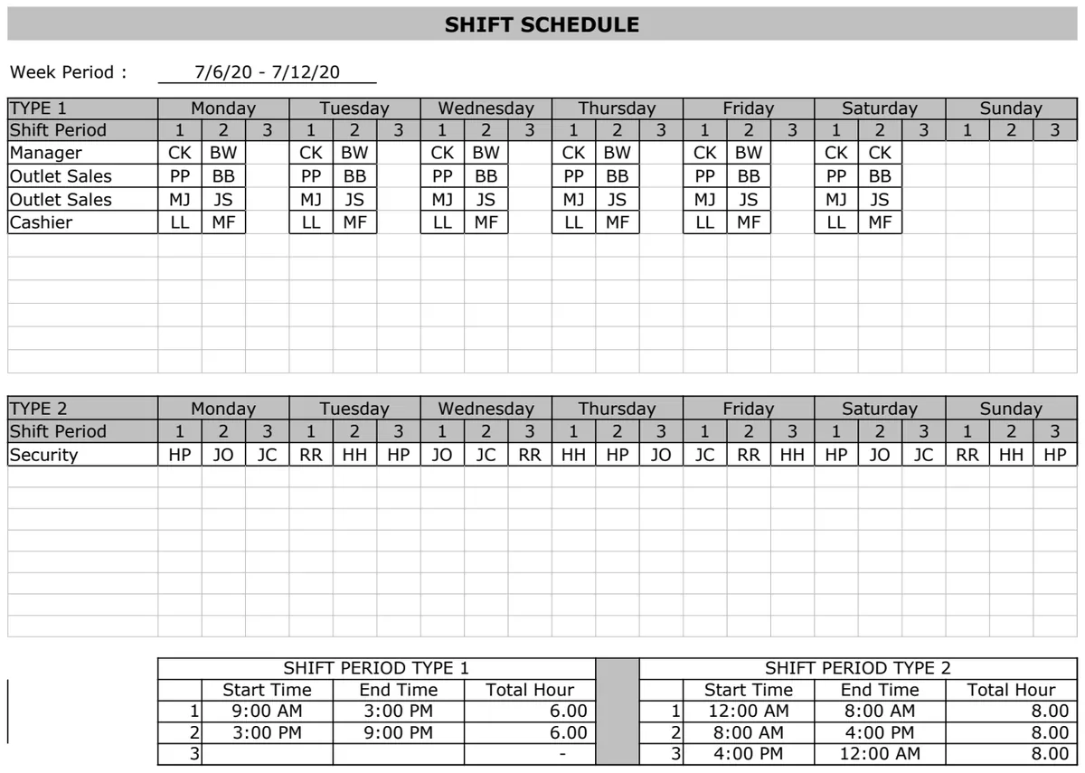 Employee Schedule Template - Shifts V1.1 preview