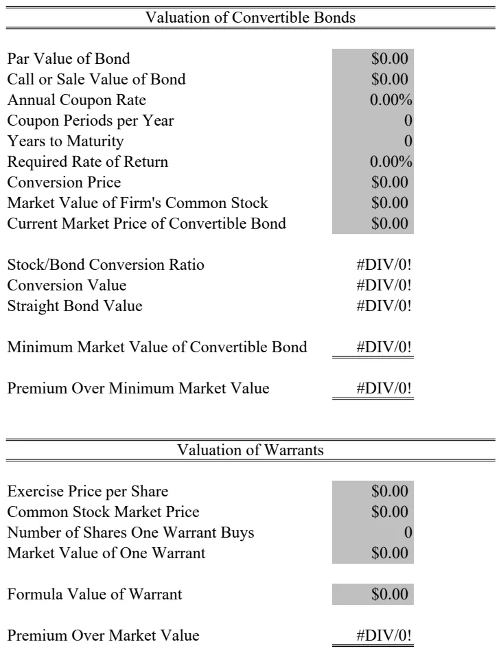 Convertible Bonds Valuation Calculator preview