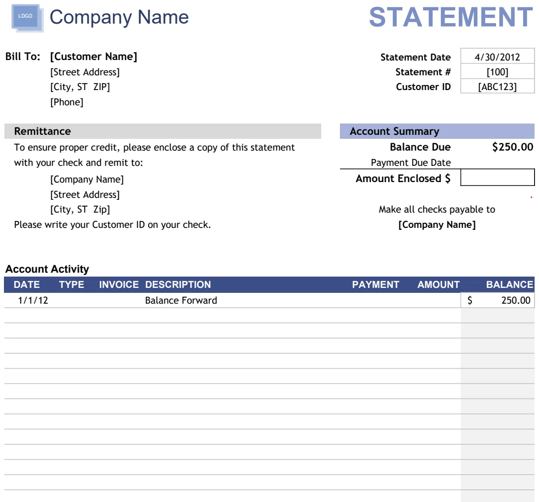 Billing Statement preview