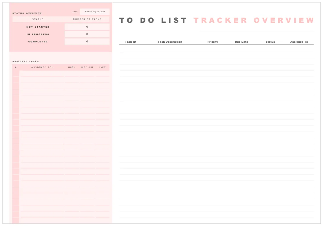 To Do List Tracker Template preview