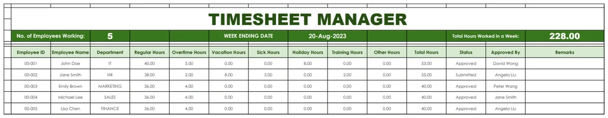 Timesheet Manager Template preview