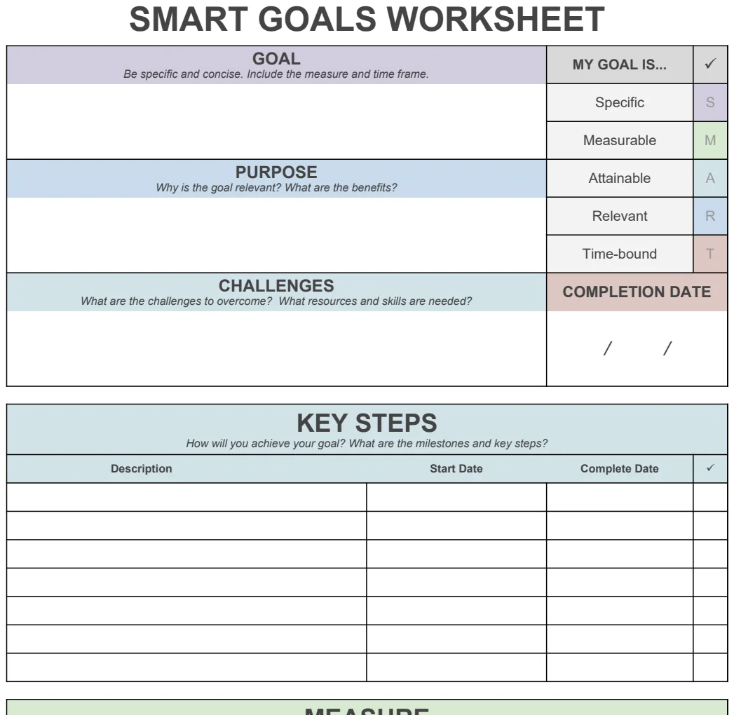 SMART Goals Worksheet preview
