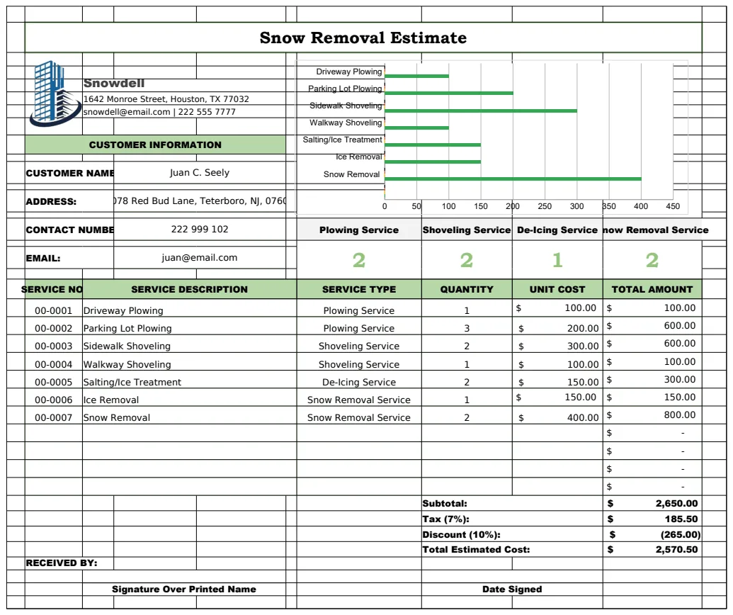 Snow Removal Estimate preview