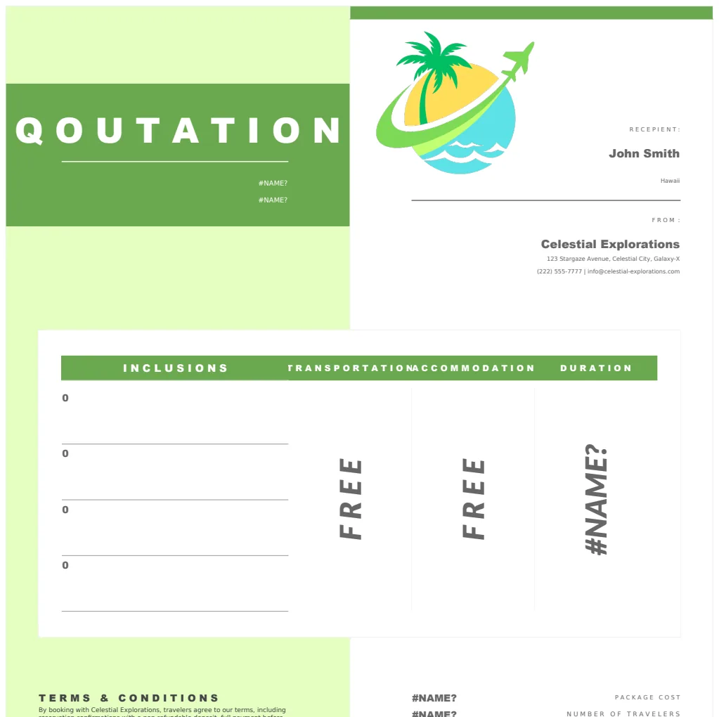 Seasonal Travel Package Quotation Template preview