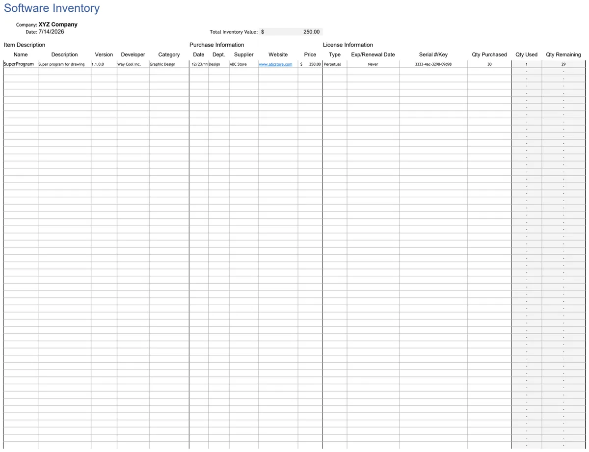 Software & Hardware Inventory Tracker preview