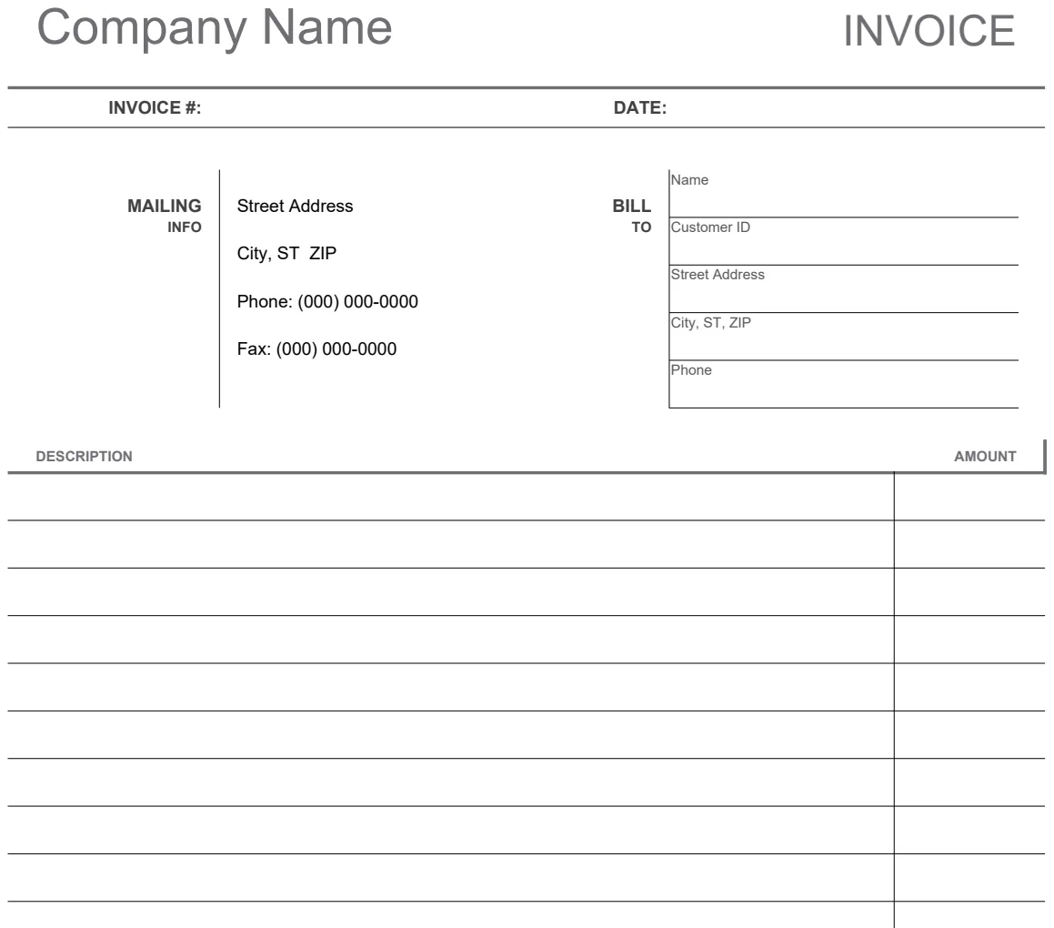 Blank Invoices preview