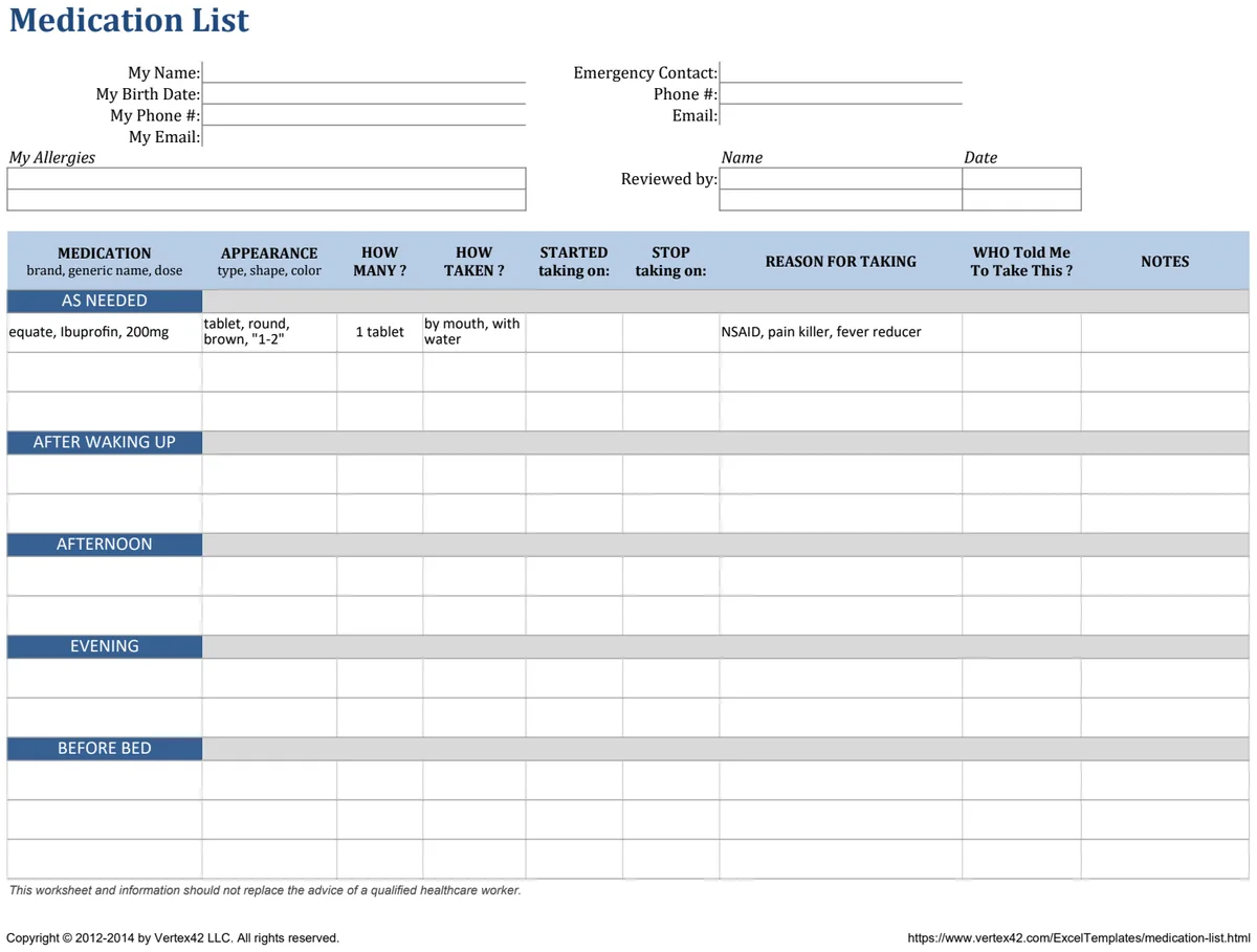 Medication List preview